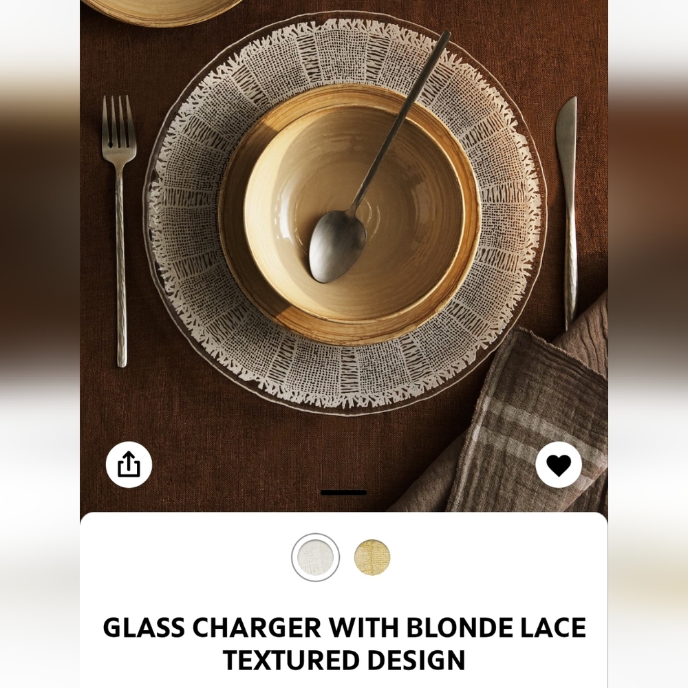 Zara Glass Charger with Gold Lace x4